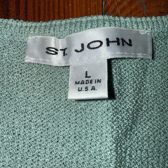 St John Sport Vintage Pastel Green Full Zip Cardigan & Tank Set Chic Preppy Sz L - Picture 12 of 16